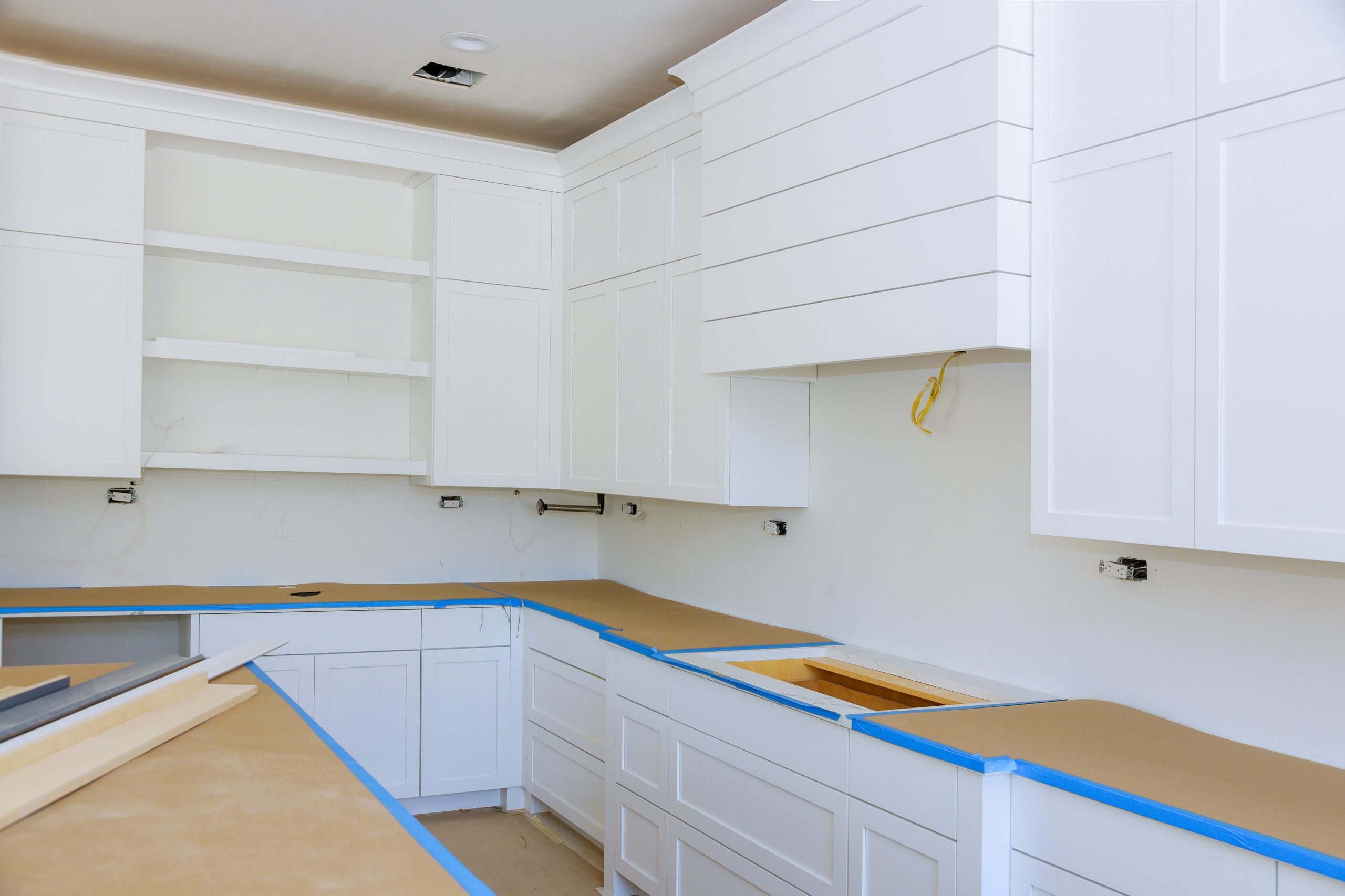 Installing new induction hob in modern kitchen kitchen Installation kitchen cabinet.